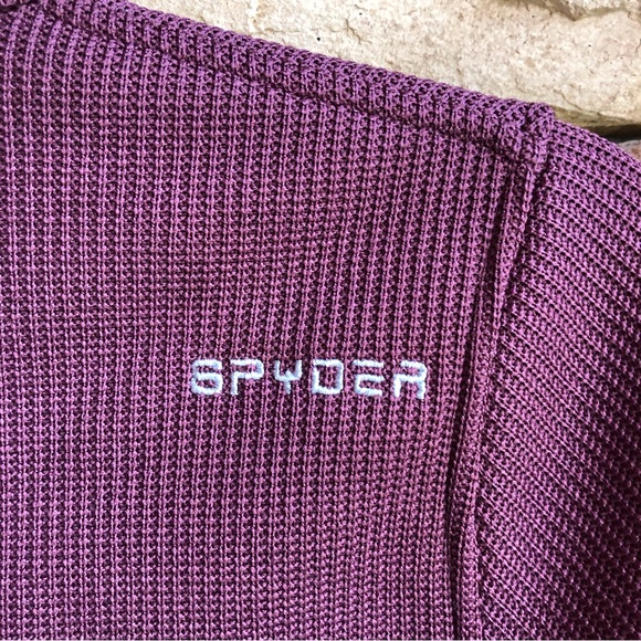 Spyder Core Maroon Full Zip Waffle Knit Embroidered Jacket Women’s Small NWOT - Picture 6 of 11